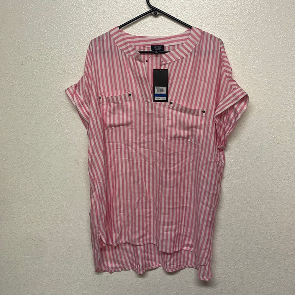 Pink and white striped shirt NWT